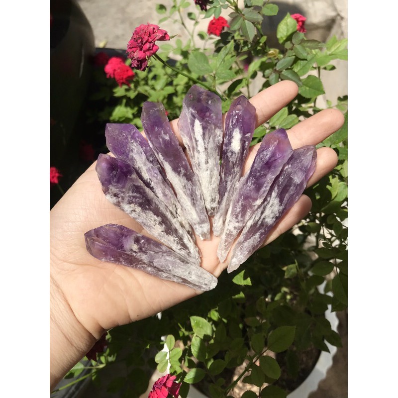 Thạch Anh Tím dạng que đơn thô tự nhiên - Bahia Amethyst